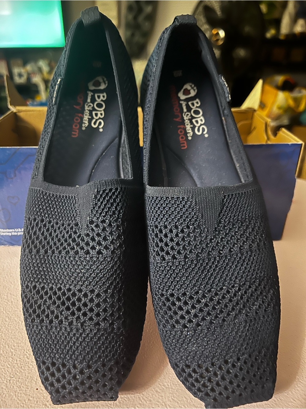 Skechers Women's Navy Knit Slip-On Shoes, Size 9
